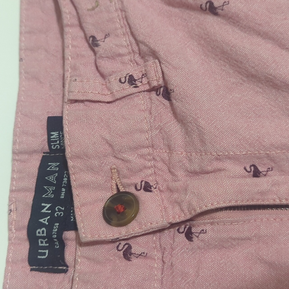Urban Man Pink Flamingo Slim Shorts Men's 32 (3 for $30 SALE)